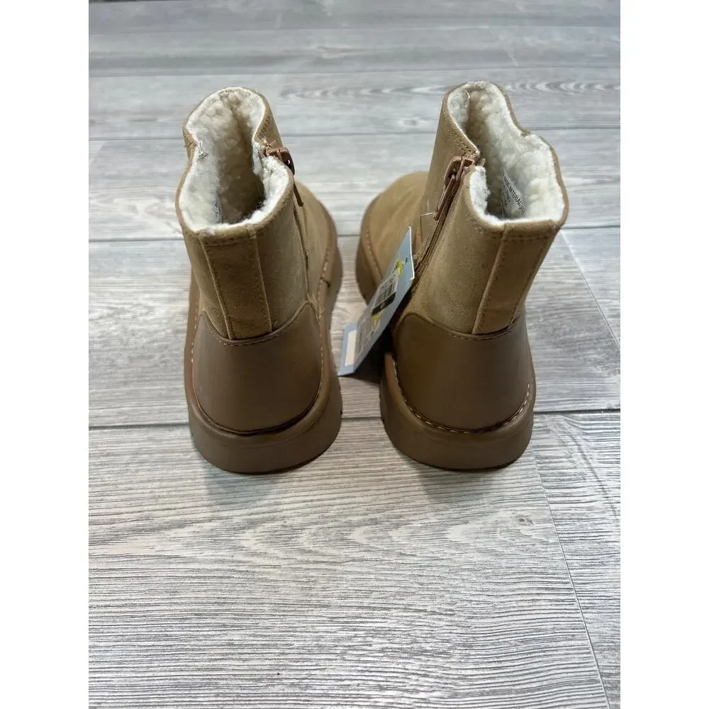 Cat & Jack Girls' Honor Faux Suede Style Boots Cognac Size 1 NWT